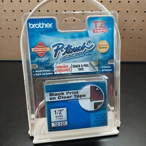 GENUINE BROTHER P-TOUCH TZ-131 1/2" (12MM) BLACK PRINT ON CLEAR TAPE - Picture 1 of 3