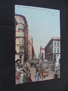 POSTCARD WASHINGTON STREET PORTLAND OREGON 1909 POSTED - Picture 1 of 2