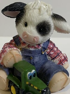Figura Mary's Moo Moos FARMING IS WHEEL FUN John Deere juguete tractor vaca - Imagen 1 de 7