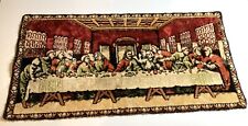 Vintage LAST SUPPER Tapestry Wall Hanging ITALY 37" x 19" 1960's JESUS Religious