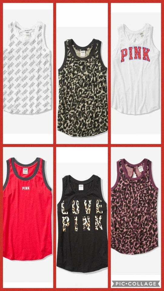 Victoria's Secret NIP ROSA musculoso tanque camuflaje rojo blanco negro leopardo abertura trasera  Foto 1 de 1