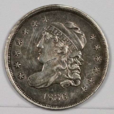 1836 Bust Half Dime.  Natural Uncleaned.  "Perfect"  XF.  184677 Cover