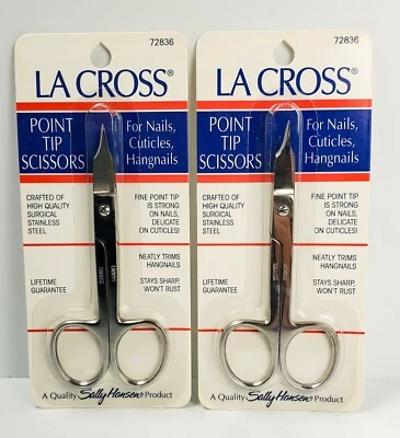 (2) TIJERAS PUNTA PUNTO LA CROSS Sally Hansen para uñas, cutículas, clavos colgantes 72836  Foto 1 de 4