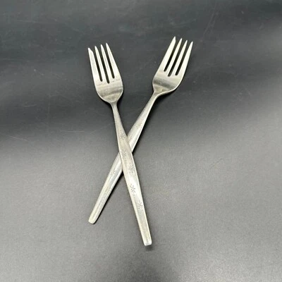 Vintage Gorham Sterling Silver Stardust Salad Forks Mid Century Modern Set Of 2 - Image 1 of 4