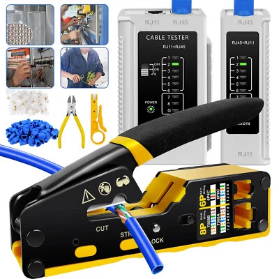 Ethernet All-in-One Tool Kleine Sized Wire Crimper - RJ11 RJ45 Pass Through - Image 1 of 4