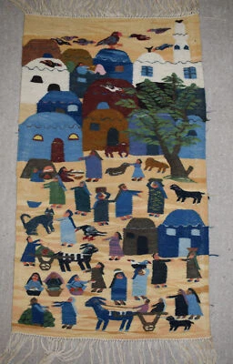 Tapiz de arte popular egipcio tejido a mano - 3 pies - arte de pared colgante - Kilim - decoración del hogar Foto 1 de 4