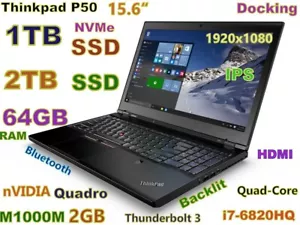 Workstation Lenovo P50 i7-Quad 3TB NVMe SSD 64GB 15.6" FHD M1000M 4GB + Dock - Picture 1 of 11