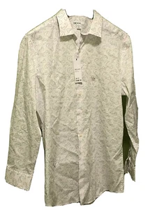 Bar III Mens Dress Shirt Blue Size 17-17 1/2 Stripe Dot Slim Fit Stretch $65 - Picture 1 of 2