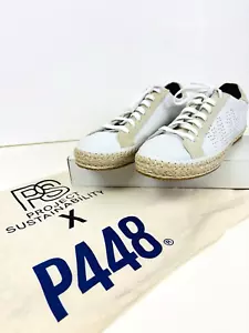P448 Shoes White Beige Sneakers New US Womens 7.5 EU 38 Made in Italy NO BOX - Picture 1 of 10