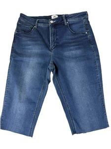 Just Jeans Denim 3/4 Jeans High Rise Cut Off Raw Hem Size 14 - Picture 1 of 13