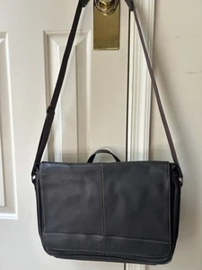Kenneth Cole Reaction 524541 Messenger Briefcase Brown Leather Laptop Bag - Picture 1 of 16