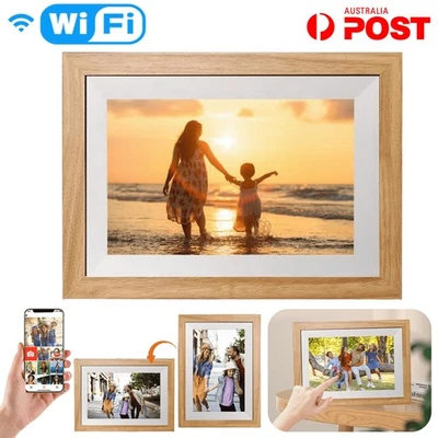 10.1" Wood Digital Photo Frame WIFI Picture Album IPS Touch Screen Frameo Uhale - Image 1 of 4
