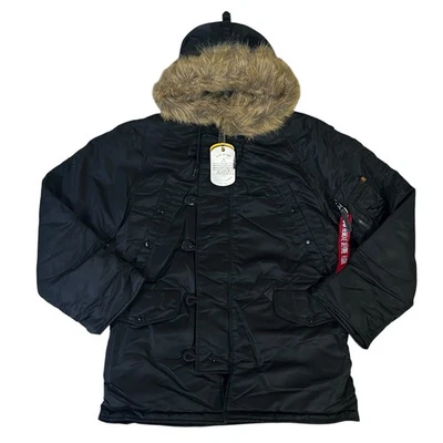 Alpha Industries N-3B Parka Masculina Pequena Preta Clima Extremo Frio Militar NOVO - Imagem 1 de 4
