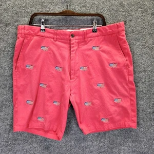 Castaway Nantucket Island Shorts Mens 40 Red Embroidered USA Flag Chino All Over - Picture 1 of 14