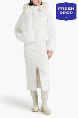 PVP €395 MAJE Chaqueta Glamory Talla 1 S Blanca Acolchada Acolchada Piel Sintética Foto 1 de 4