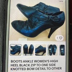 BOOTS ANKLE WOMEN’S UK SIZE 6 BLACK ZIP TO SIDE KNOTTED BOW DETAIL FIORE LABEL - Picture 1 of 8