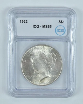 1922 Peace Silver Dollar MS65 ICG *6778 - Image 1 of 4
