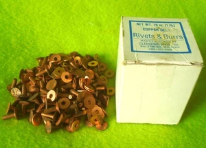 NEW 1#~ 1/2" COPPER Rivets & Burrs~9 Gauge~CLENDENIN Bros~SADDLE~LEATHER TACK - Picture 1 of 3