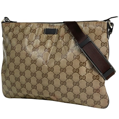 Borsa a tracolla Gucci Gg Crystal tracolla rivestita tela marrone 278301 donna usata