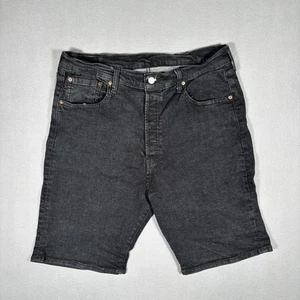 Levis 501 Denim Shorts Jorts Mens 38 Black Button Fly 9” Inseam Workwear Retro - Picture 1 of 15