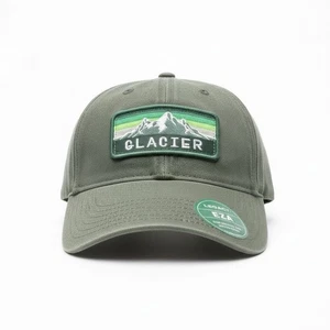 Glacier National Park Hat Adjustable Green Twill New - Picture 1 of 4