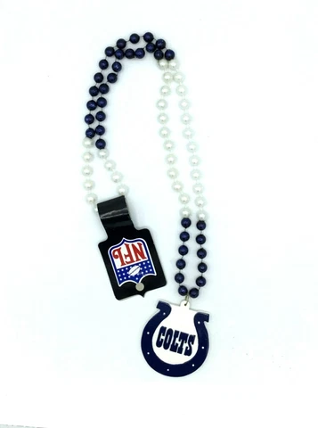 INDIANAPOLIS COLTS TEAM LOGO LARGE PENDANT NECKLACE ON BEADED CHAIN Cover