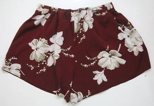 Large Liz Claiborne Burgundy Red White Flat Front Floral Polyester 32" x 4" 1254 - Picture 1 of 5
