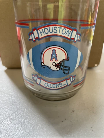 Vintage Houston Oilers Drinking Glass NFL Tumbler Rocks Shell Oil Collectible Cover