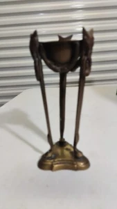 Vintage Brass/Bronze Cast Art Deco/Nouveu Styled Egg/Orb/Candle Holder - Picture 1 of 4