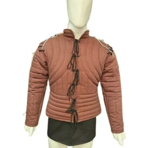 Medival armor Protective Doublet padded Gambeson full Sleeve Aketon Cotton - Picture 1 of 11