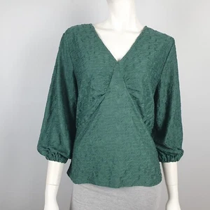 Katies Size M textured Top Blouse Empire Waist Textured 3/4 Sleeve Green NEW $65 - Bild 1 von 14