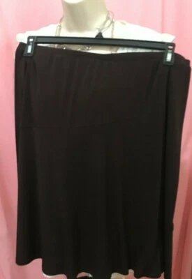 GEORGE STRETCH-NWOT Brown Stretchy Flowy Skirt with Fancy Stitch - Sz-16/18 - Image 1 of 4