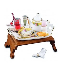 Dolls House Breakfast in Bed Tea Tray Set Miniature Reutter Bedroom Accessory - Picture 1 of 8