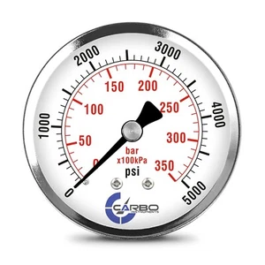 2-1/2" Pressure Gauge - Chrome Plated Steel Case, 1/4"NPT, Back Mnt. 5000 PSI - Picture 1 of 6