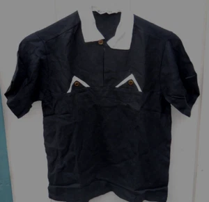 VINTAGE 60' BOYS GABARDINE SHORT SLEEVE SHIRT BLACK W/WHITE SZ YTH 14(MED) RAMBL - Picture 1 of 5