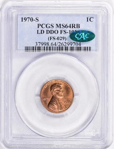 1970 s Lincoln Cent Large Date Double Die FS 101 FS 029 DDO PCGS MS64 RB CAC Cover