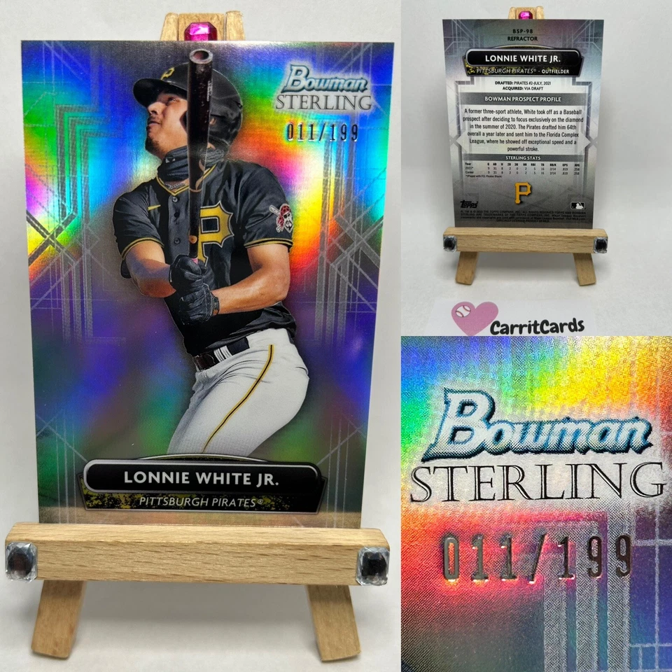 LONNIE WHITE JR 2022 Bowman Sterling Prospect REFRACTOR /199 Pittsburgh Pirates - Image 1 of 4