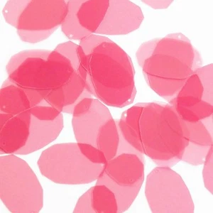 Facet Gem Oval Sequin 1.25" Rose Pink See-Thru Gloss Matte Reversible Paillettes - Picture 1 of 2