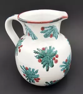 Italian Holly Berry Ceramic Pitcher 8 Cup Dayton Hudson Holiday Winter Christmas - Picture 1 of 19