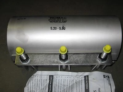 Зажим ремонтный для труб из нержавеющей стали Romac SS1-5,60 дюйма x 12 дюймов диапазон 5,20 дюйма x 5,60 дюйма - Изображение 1 из 4