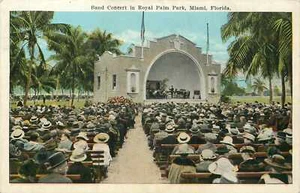 Postal concierto de la banda de Miami Royal Palm Park frontera blanca C.1920s - Imagen 1 de 2