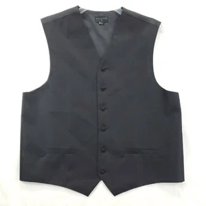 Pronto Uomo Vest Waistcoat Mens XL Black Button-Front Pockets V-Neck - Picture 1 of 10