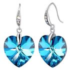 Women Silver Heart Blue Crystals Earrings Girl Dainty Jewelry Anniversary Gift 