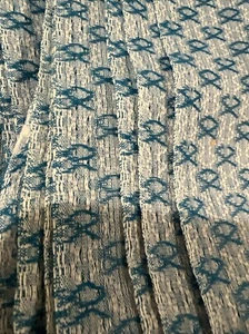 Vintage Retro-Acrílico W 112cm L 4.5M Geométrico Azul y Blanco Patrón En muy buena condición Raro - Imagen 1 de 7