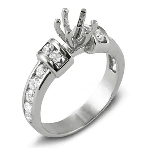 Anillo de compromiso redondo con montura de diamantes de 1,00 quilates canal de oro blanco de 14 quilates acento F VS1 - Imagen 1 de 3