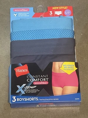 Hanes - Constant Comfort X-Temp Boyshorts 超细纤维女式 L/7 码,全新 — 第 1/4 张图片