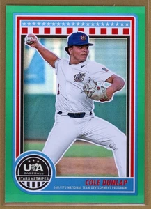 2025 Panini Baseball Stars and Stripes Green Foil Cole Dunlap Rookie Card No.195 - Picture 1 of 2