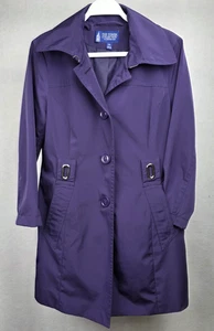 Tower Collection London Fog Women's Button Up Lined Trench Raincoat Purple XS - Picture 1 of 7