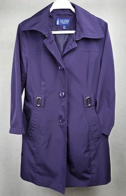 Tower Collection London Fog Women's Button Up Lined Trench Raincoat Purple XS - Image 1 of 4