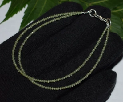 Natural Peridot Gemstone 925 Sterling Silver Jewelry Partywear Bracelet 8" - Image 1 of 4